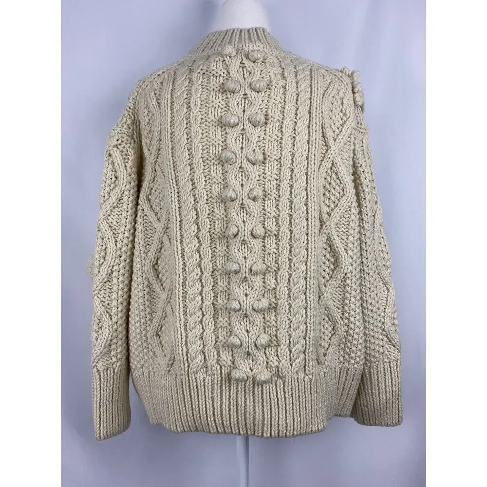 Zara Warm Women Sweater Size S Knitted Beige Color A001992